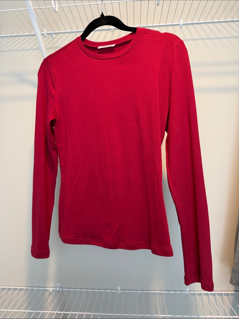 Long Sleeve Red Crewneck Top